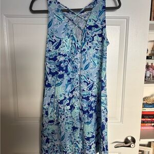 Lilly Pulitzer Floral Blue and Green Sleeveless Dress